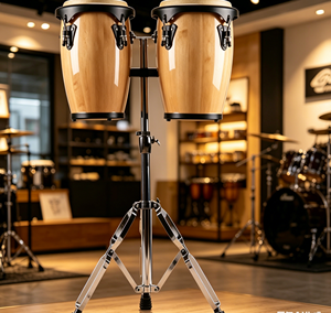 Juego de Tambores <span class=keywords><strong>Conga</strong></span> de Madera Natural con Soporte Ajustable, Tambores de Percusión Afinables de 8"+9" para Música Latina - Product Image 2