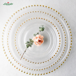 Oem ODM rõ ràng đám cưới vàng tấm kính bán buôn Bạc đính cườm sạc tấm đồ ăn Set cho trang trí đám cưới - Product Image 2