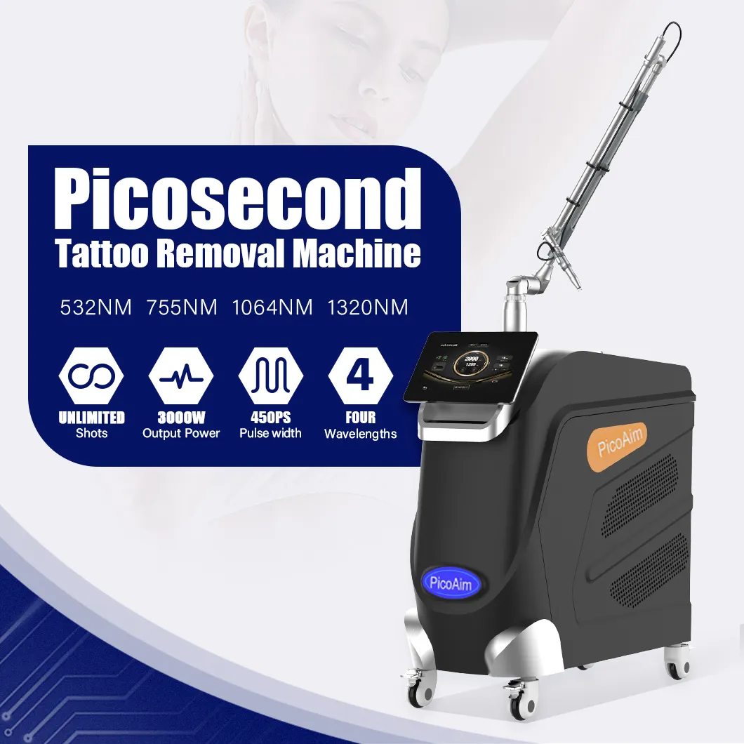 Perfectlaser Nd Yag Picosekundenlaser-Tattoo-Entfernungsmaschine Preis 2024 532nm 755nm 1064nm 1320nm Pico-Tattoo-Entfernungsmaschine