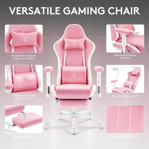<span class=keywords><strong>Coussin</strong></span> de massage pour soutien <span class=keywords><strong>lombaire</strong></span> Gels <span class=keywords><strong>Coussin</strong></span> Rgonomique Inclinable Réglable Fauteuil de <span class=keywords><strong>Gamer</strong></span> Rose Sillas <span class=keywords><strong>Gamer</strong></span> avec Repose-pieds - Product Image 2