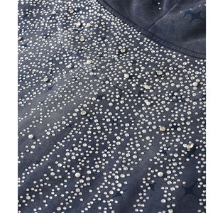 Áo hoodie unisex chất lượng cao bán buôn, kiểu dáng rộng rãi, có khóa kéo đôi, đính đá, thiết kế phai màu tùy chỉnh - Product Image 5