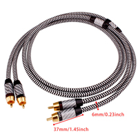 Câble audio stéréo RCA mâle vers RCA mâle en PVC tressé plaqué or 24 carats avec coque en fibre de carbone haut de gamme pour amplificateur de platine et haut-parleur