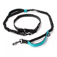 Laisse de course mains libres de luxe personnalisée pour chien et chat, en nylon, avec ceinture ajustable, double poignée, élastiques et corde rétractable
