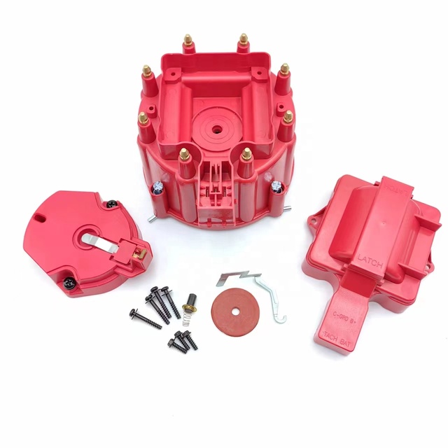 HEI V8 Distributor Cap Set Coil Cover & Rotor Kit-RED for Chevrolet Pontiac Oldsmobile for 12-Month Warranty