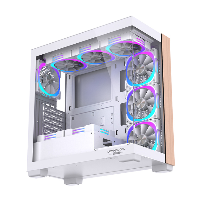 Lovingcool Factory Price Wooden Pillar Desktop PC Chassis Game ATX Full Tower Pc Gaming Computer Gamer Case Gaming