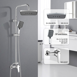 New Adjustable Height Wall Mounted Bathroom Rain <strong>Faucet</strong> Set <strong>Showers</strong> Bathroom Set With 3 Functions <strong>Shower</strong> Head