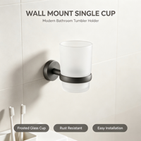 Rak Organizer Shower Tempel Dinding Custom Pabrik Tanpa Bor, Rak Kamar Mandi, Tempat Gelas Kaca Modern