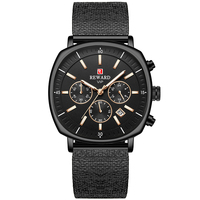 Montre de luxe pour hommes, chronographe, classique, Ultra-mince, boîtier carré, en acier inoxydable, étanche, japonais movt, montre à quartz