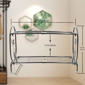 Porte-chaussures en métal à 2 niveaux en fer antirouille pour entrée, salon, bureau, entrepôt de chaussures à revêtement poudré. - Product Image 2
