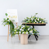 Decoración de Flores Artificiales de Seda Hechas a Mano en Verde, Azul y Blanco, Duraderas, para Fondo de Boda, Arco, Mesa, Alquiler para Fiestas, Decoración de Escaparates