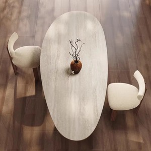 Nuovo Tavolo <span class=keywords><strong>da</strong></span> Pranzo in Noce Stile Mid-Century Modern 2026, Tavolo Ovale a Goccia in Pietra Sinterizzata <span class=keywords><strong>per</strong></span> <span class=keywords><strong>Cucina</strong></span> Domestica - Product Image 6