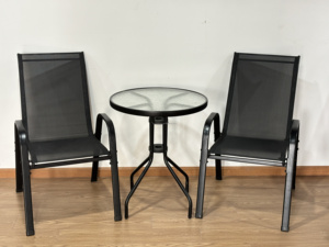 Patio mit hoher Rückenlehne aus verzinktem Stahl Tessin 2x1 Stoff 1 Tisch und 2 Stühle Garden Outdoor Chair - Product Image 2