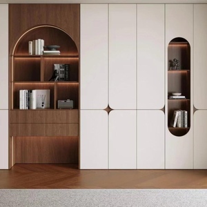 Scaffale in Vetro per Esposizione, Vetrina Moderna <span class=keywords><strong>di</strong></span> Lusso in Legno Dorato, Libreria Personalizzata per Arredamento Soggiorno - Product Image 1