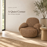 Fauteuil d'appoint en tissu Chevron marron camel, fauteuil lounge rembourré avec accoudoirs rembourrés, siège confortable pour salon à domicile