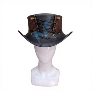Chapeau haut de forme en cuir Steampunk réglable unisexe pour adulte, style punk décontracté, quatre saisons, NABTAY SPORTS NS-67XX - Product Image 1