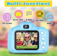 Cámara para niños en stock en EE. UU., mini HD con pantalla de 2.4 pulgadas, 1080P, impermeable, gran angular, con tarjeta MicroSD, para video y fotos, juguete y regalo para niños