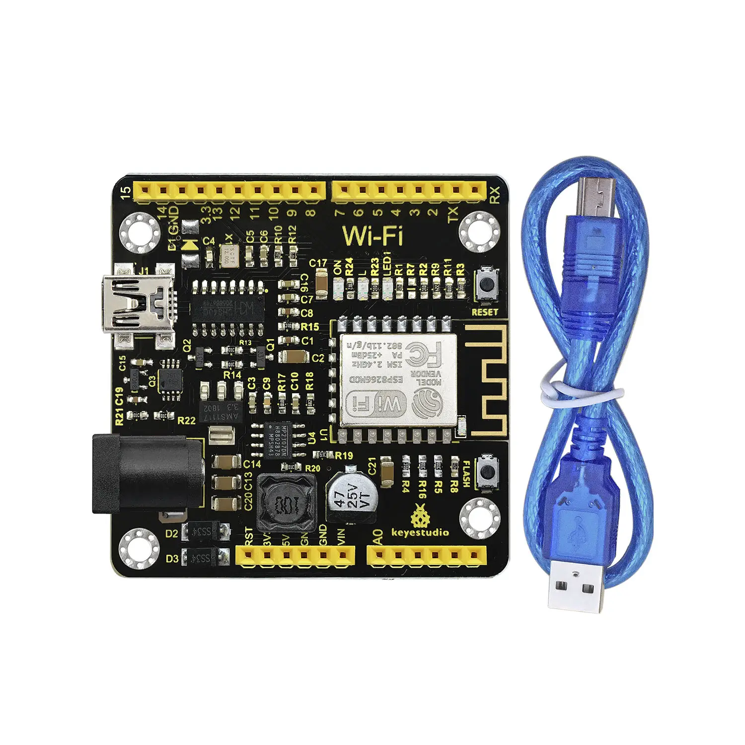 Keyestudio ESP8266 Wi-Fi Scheda di Sviluppo + Cavo Usb per Arduino Nodemcu/Sulla Base di ESP8266-12FWIFI/Supporto Rtos