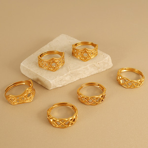 European Style Gold Plated <b>Ring</b> Geometric Star <b>Open</b> Hollow Design For Women Gift Jewelry - Product Image 3