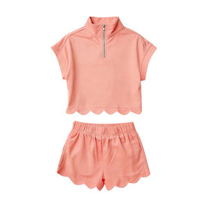 GSSO3374 Tenues d'été personnalisées pour petite fille, imprimé uni violet, vente en gros de vêtements pour enfants, pyjama à manches courtes pour fille, ensemble de vêtements pour enfant - Product Image 4