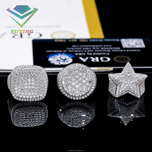 Yu Ying Hot Sale Hip Hop Collection VVS Moissanite Diamond <b>Ring</b> 18K <b>Gold</b> Plated 925 Sterling Silver Cuban <b>Rings</b> Jewelry for Men - Product Image 1