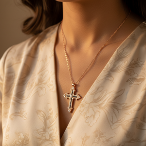 Black Zircon Cross Design Pendant Turkish Wholesale Handmade 925 Sterling Silver Jewelry for Women - Product Image 2