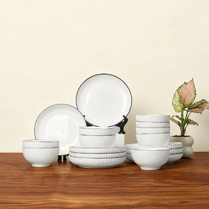 新しいデザインホワイトセラミックレストラン18個ディナーセットボウルとプレート家庭用品用卸売安い食器セット - Product Image 2