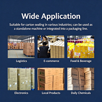 Machine tout-en-un entièrement automatique pour la fermeture de cartons et l'étiquetage – Applicateur d'étiquettes pour colis plats et latéraux pour entrepôts cloud e-commerce