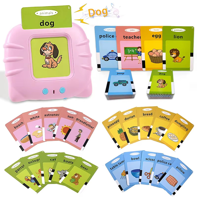 Educational Talking Flash Cards Sight Words Games English Learning Machine Electronic Book Interactive Activity Gift for Kids