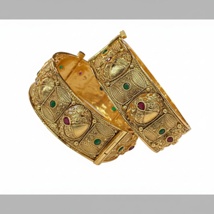 Openable <b>Gold</b> Plated Pota Stone Fine <b>Bangles</b> <b>Set</b> 10581357PGR_2.4 - Product Image 2