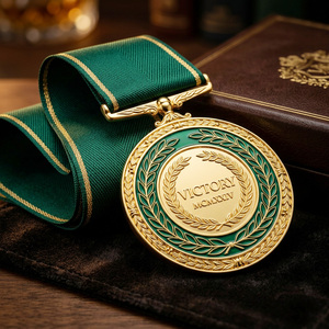 Médaille de sport professionnelle en alliage de zinc, <span class=keywords><strong>centre</strong></span> vierge pour gravure DIY, motif épi de blé, pour les matchs de football - Product Image 1