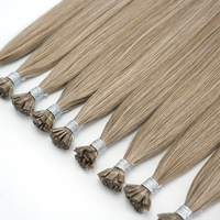 Extensiones de Cabello de Queratina con Punta Plana de Cabello Ruso Marrón a Precio de Fábrica, Extensiones de Cabello de Queratina Remy Virgen de Doble Trama con Logotipo Privado