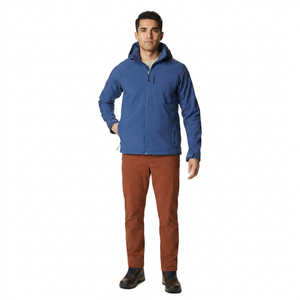 Veste softshell légère en toile pour homme, à capuche, en polyester/nylon, fermeture éclair, imperméable, pour l'extérieur, vente en gros - Product Image 1
