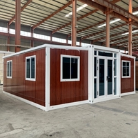Maison conteneur extensible à double aile, bâtiment modulaire avec structure en acier galvanisé pour les chantiers de construction