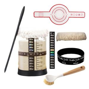 Kit de démarrage de levain en verre avec couvercle en tissu respirant pour le stockage des aliments et la cuisson du pain - Product Image 3