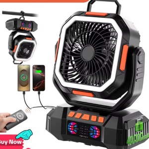 Ventilateur de camping rechargeable 40000mAh avec lumière LED télécommandée et chargement USB - Product Image 1