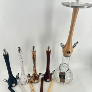 Cachimba Profesional de Lujo Hecha a Mano con Madera de Nogal Natural y Acero Inoxidable - Product Image 1