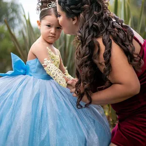 <span class=keywords><strong>Vestidos</strong></span> de Niña de las Flores con Apliques de Encaje Dorado <span class=keywords><strong>para</strong></span> Boda, Mangas Largas, Estilo Princesa, Vestido de <span class=keywords><strong>Primera</strong></span> <span class=keywords><strong>Comunión</strong></span> <span class=keywords><strong>para</strong></span> Niñas Pequeñas, Traje Largo <span class=keywords><strong>para</strong></span> Fiesta de Cumpleaños - Product Image 4