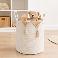 Panier de rangement ovale en coton tissé fait main, grand, pliable, écologique, doux, durable, avec logo personnalisé OEM ODM, prix usine