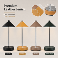 Lampe de table LED sans fil en bois, rechargeable, à intensité variable par toucher, abat-jour conique, lampe de bureau à pied métallique, pour hôtels et restaurants, vente en gros