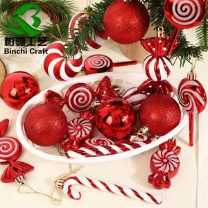 Ornements de Noël en PVC inspirés des bonbons, décorations festives à suspendre aux fenêtres et pendentifs, boules pour sapin de Noël - Product Image 1