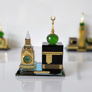 Modelo Kaaba negro de cristal con <span class=keywords><strong>torre</strong></span> y <span class=keywords><strong>reloj</strong></span> de diamante verde para Decoración - Product Image 3