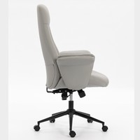 Chaise de bureau à dossier haut grise en cuir PU rayé verticalement, chaise de direction ergonomique confortable avec rembourrage doux et réglage de la hauteur