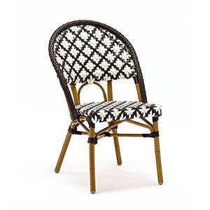 Chaise en rotin et osier à empiler en aluminium, aspect bambou, pour salle à manger, café, jardin, balcon, style français - Product Image 6