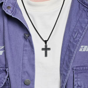 Collier pendentif croix vintage pour homme <span class=keywords><strong>Alin</strong></span>, en acier inoxydable imperméable et inaltérable avec zircon, idéal pour les fêtes ou comme cadeau - Product Image 6