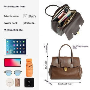 Classic Handcrafted Top Layer Vegetable <strong>Tanned</strong> Leather <strong>Handbag</strong> With Turn Lock &amp; Adjustable Strap Structured Tote Ideal Work Bag - Product Image 4
