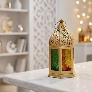 Fabricants de décorations du Ramadan, mini lanterne à bougie marocaine en métal avec design personnalisable - Product Image 2