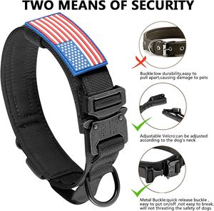 Adjustable Training Nylon <b>Dog</b> Collar with Control Handle and Heavy Metal Buckle, Patches and Airtags Case - Product Image 6