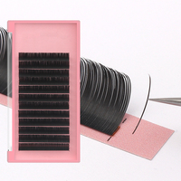 Extensions de cils individuels de qualité supérieure, noirs mats, souples, à double pointe, forme ellipse, pour la vente en gros aux fournisseurs de salons