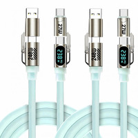 Cable de Carga Rápida 4 en 1 de 240W con Pantalla Digital, Chip E-Marker, Corriente de 5A, Transferencia de Datos de 480Mbps, Cable USB Tipo-C de Silicona Líquida
