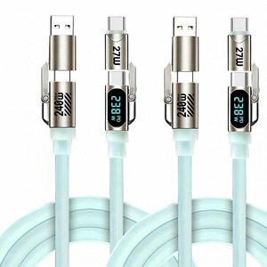<span class=keywords><strong>Cable</strong></span> de Carga Rápida 4 en 1 de 240W con Pantalla Digital, Chip E-Marker, Corriente de 5A, Transferencia de Datos de 480Mbps, <span class=keywords><strong>Cable</strong></span> USB Tipo-C de Silicona Líquida - Product Image 6